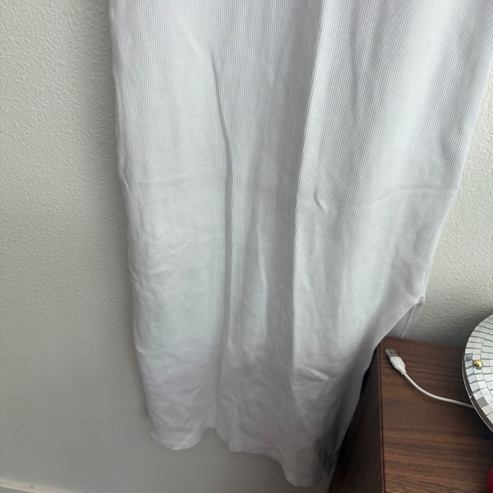 Forever 21 White Ribbed Bustier Seam Midi Bodycon Dress Sleeveless Medium - Picture 5 of 8